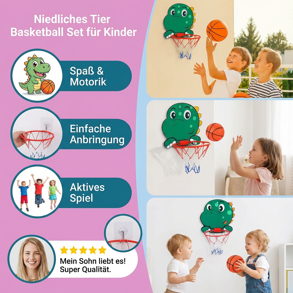 Basketball Set für Kinder mit niedlichen Tiermotiven