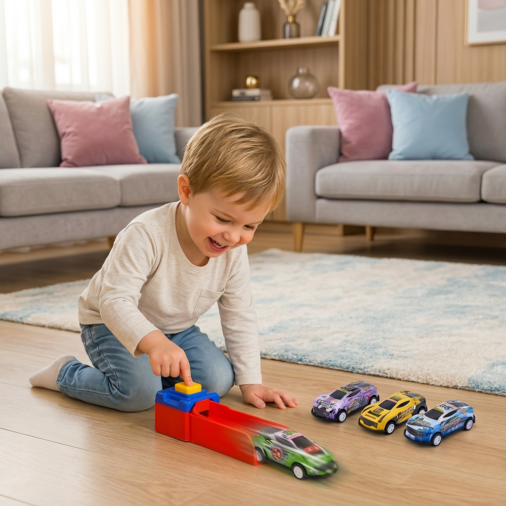 Rennspiel Set mit Auto Katapult