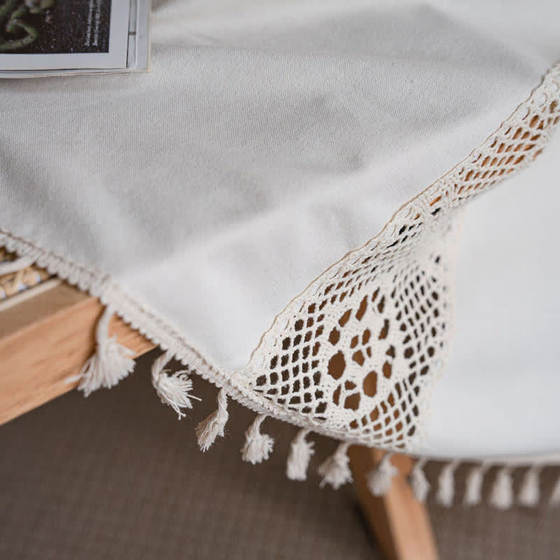 Beige Lichtfilter Gardinen-Set mit Ausschnitten und Splicing
