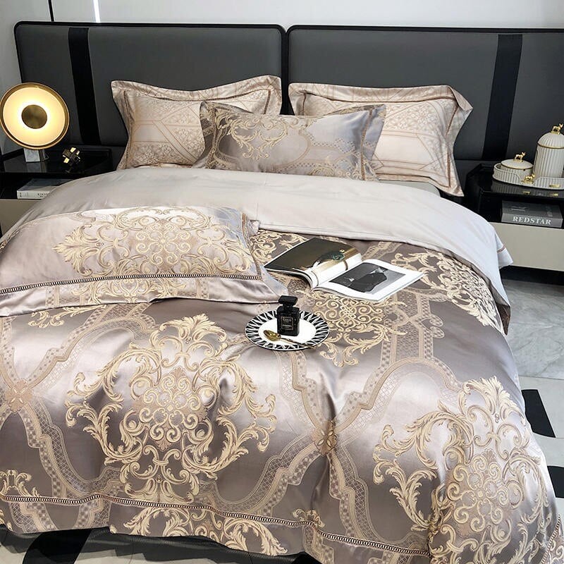Luxuriöses Damast Bettdeckenbezug Set – 1000 TC Ägyptische Baumwolle