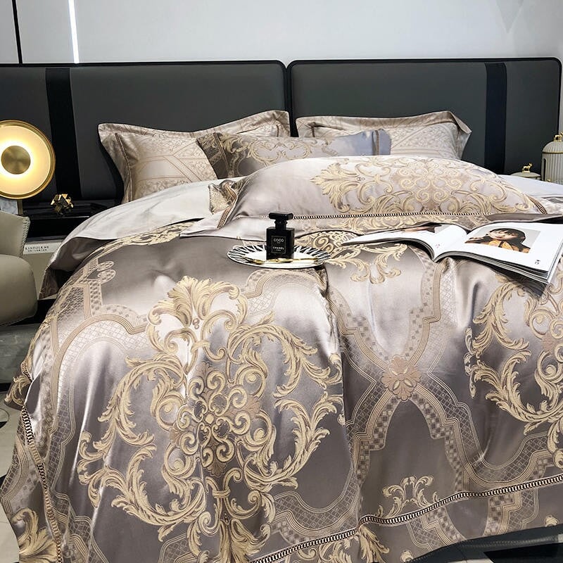 Luxuriöses Damast Bettdeckenbezug Set – 1000 TC Ägyptische Baumwolle