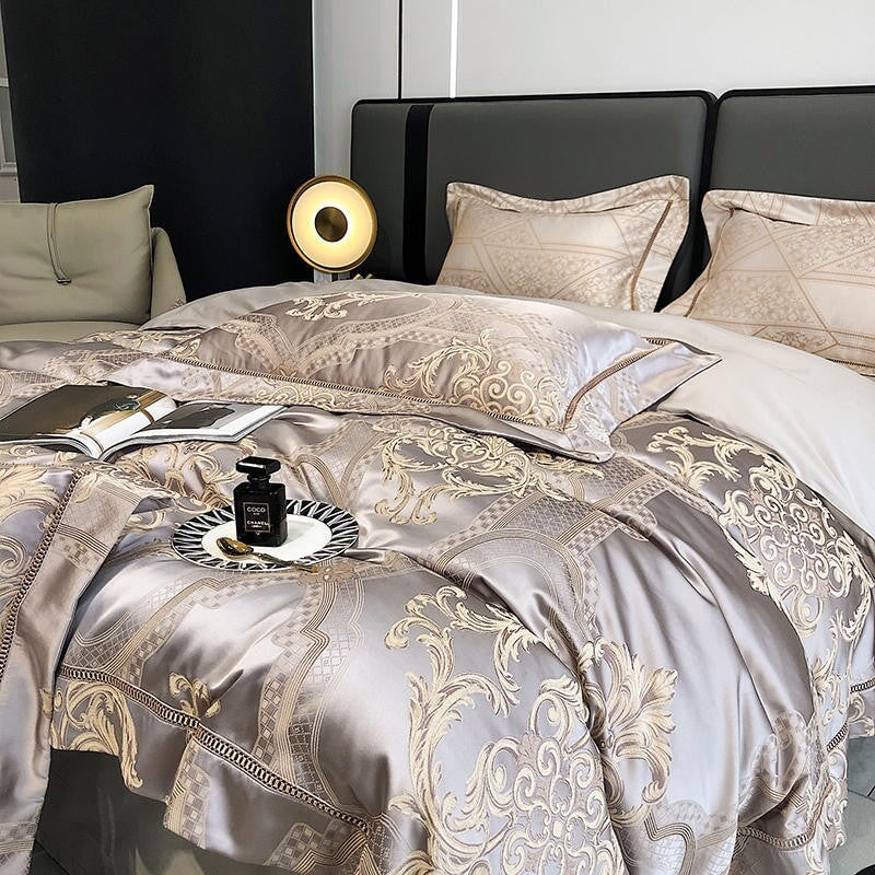 Luxuriöses Damast Bettdeckenbezug Set – 1000 TC Ägyptische Baumwolle