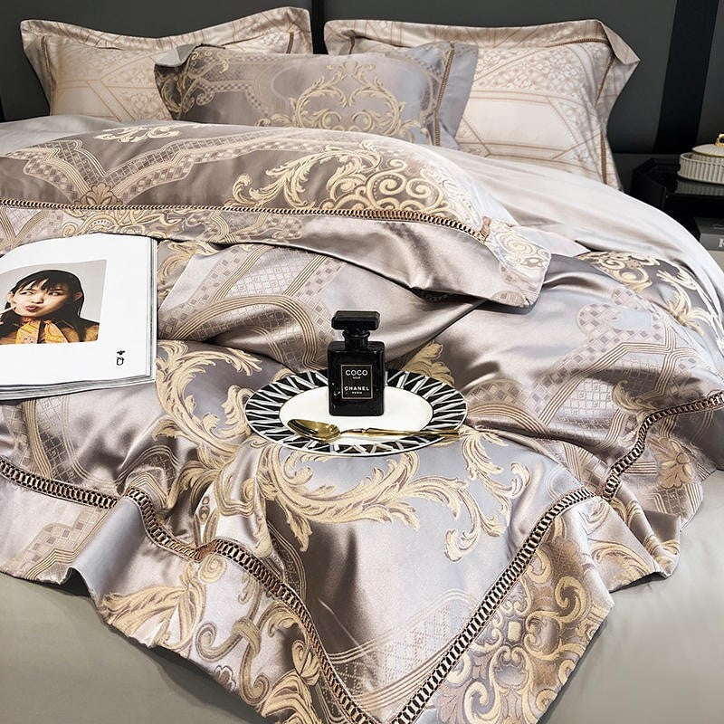 Luxuriöses Damast Bettdeckenbezug Set – 1000 TC Ägyptische Baumwolle