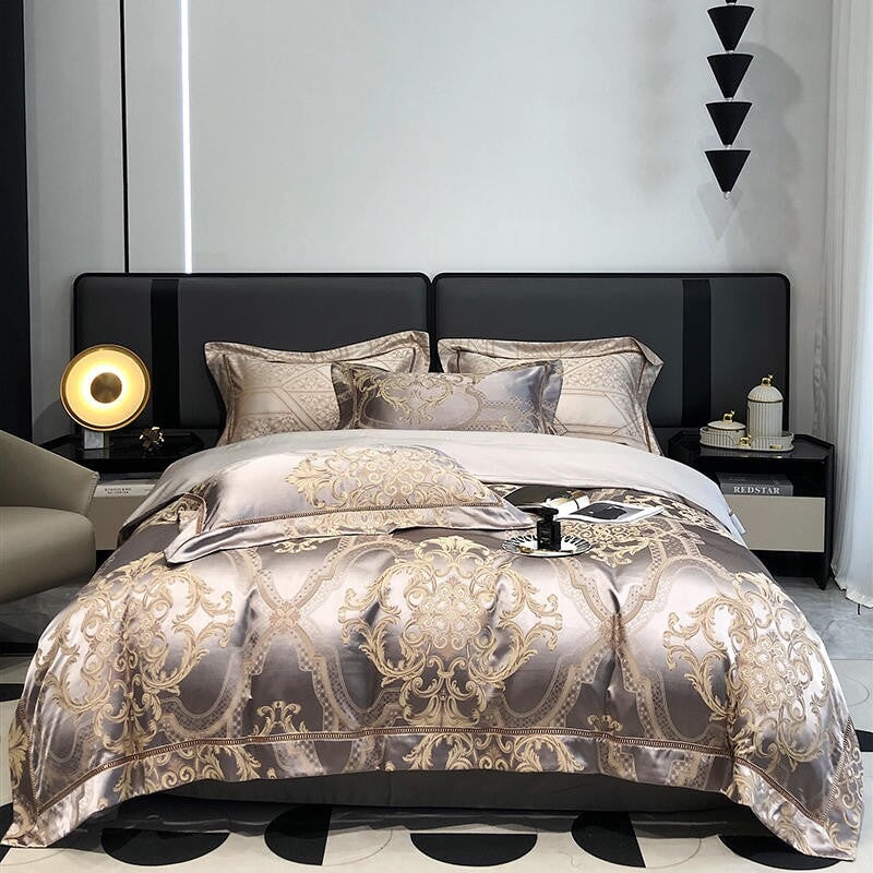 Luxuriöses Damast Bettdeckenbezug Set – 1000 TC Ägyptische Baumwolle