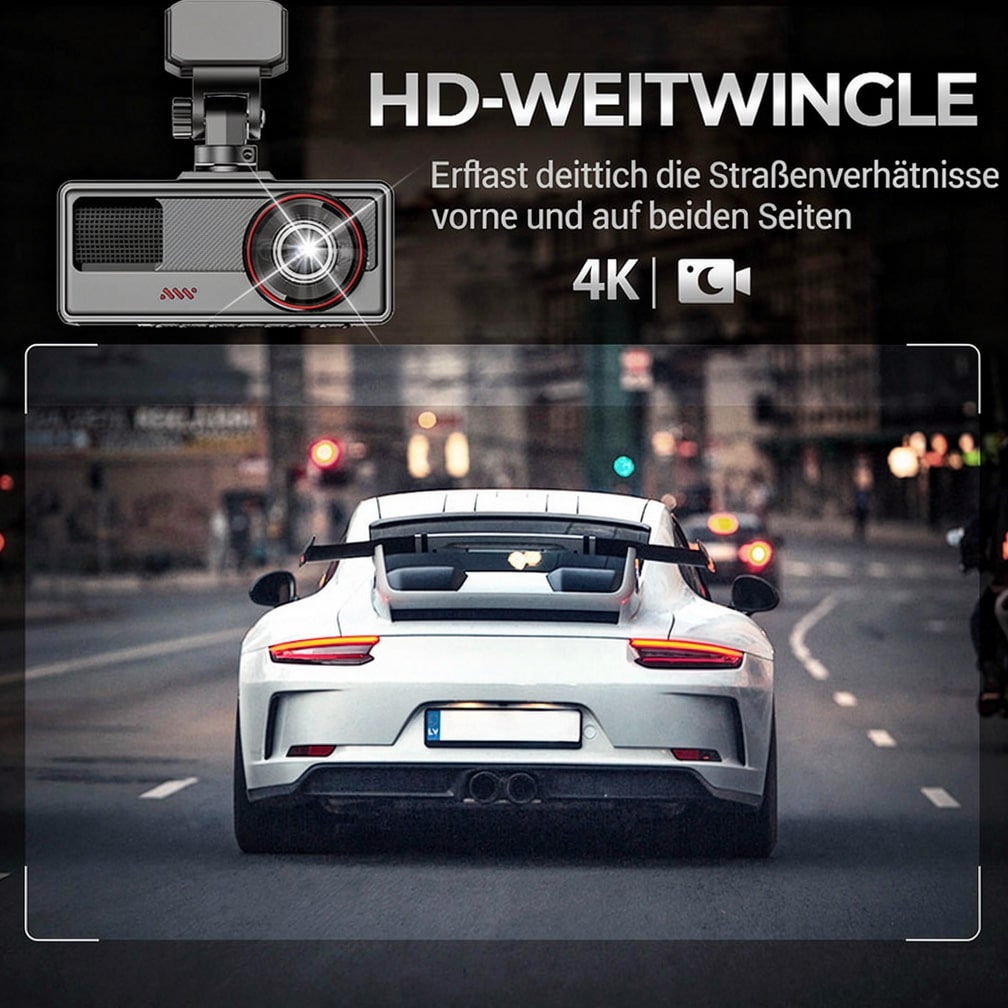 Dashcam für umfassende Sicherheit: Front-, Rück- und Innenansicht