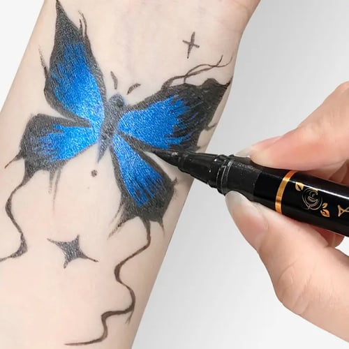 Kreatives Tattoo Marker Set – 10 Farben mit Pinselspitze