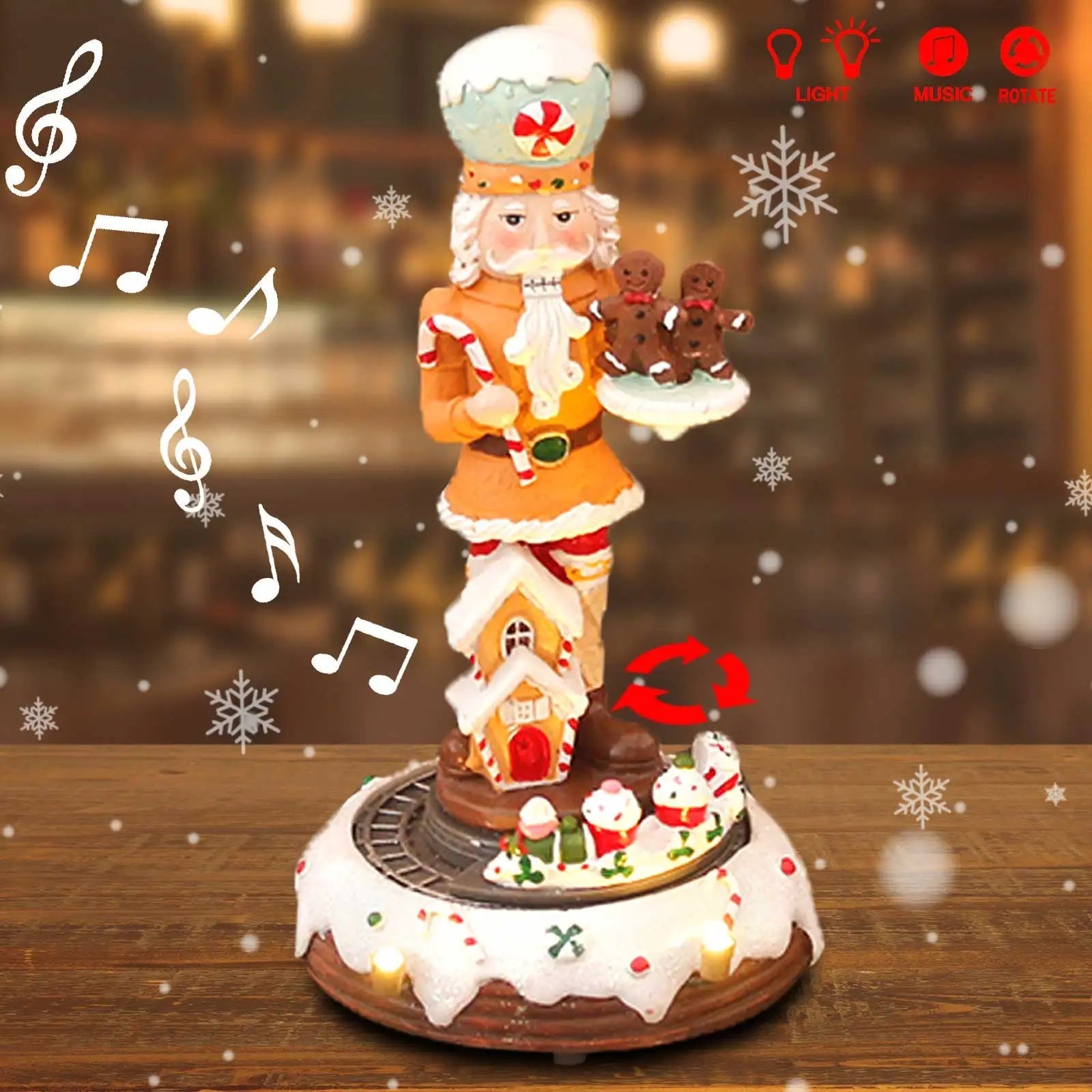 Christmas Nutcracker with LED Lights & Music | Rotating Train Figure | Handmade Christmas Tree Ornament
