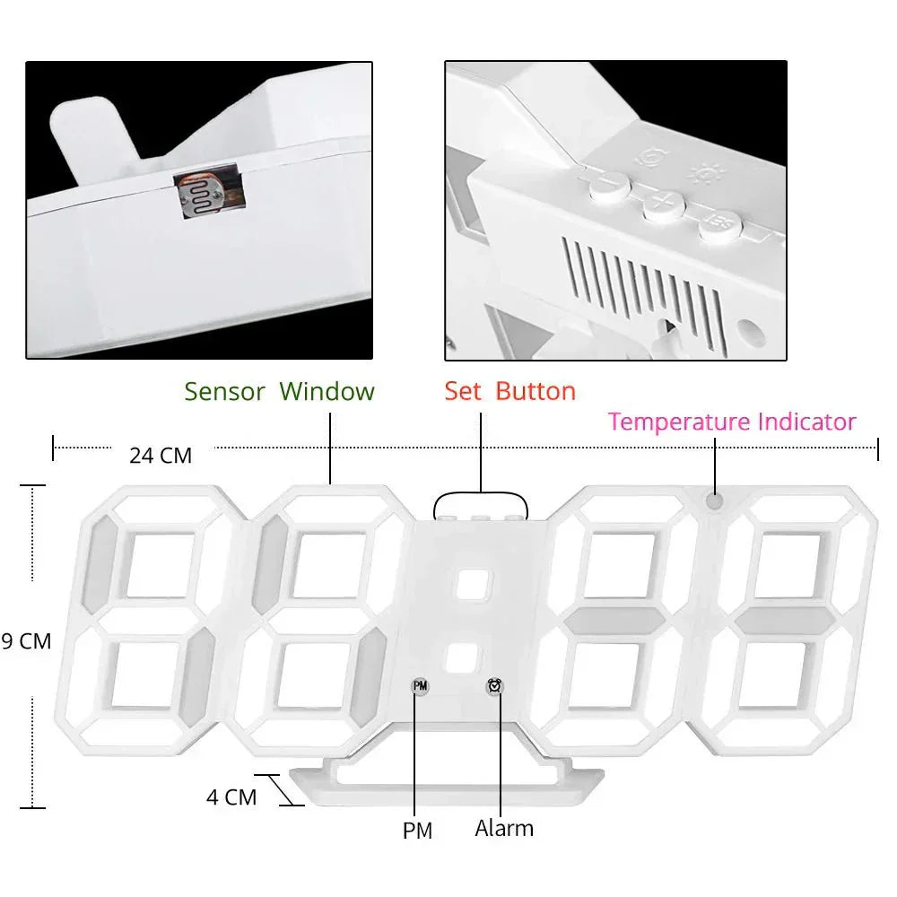 Moderne 3D LED Wanduhr – Stilvolles Design mit dimmbarer Beleuchtung