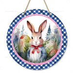 Spring Awakening – Charming Wooden Bunny Sign for Your Door