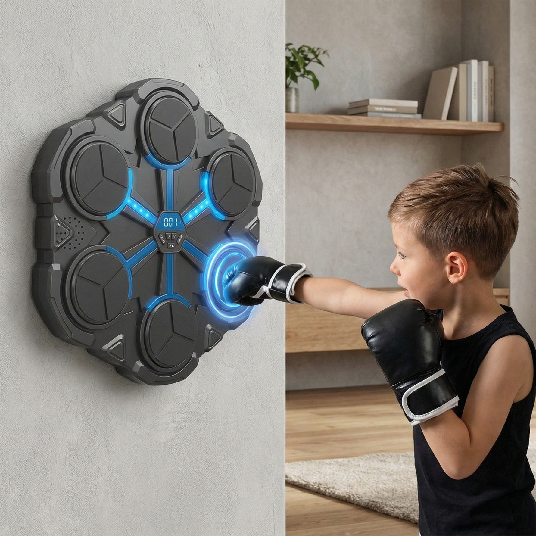Interaktives Wand-Boxziel mit Licht und Sound – Bluetooth Musiktrainer