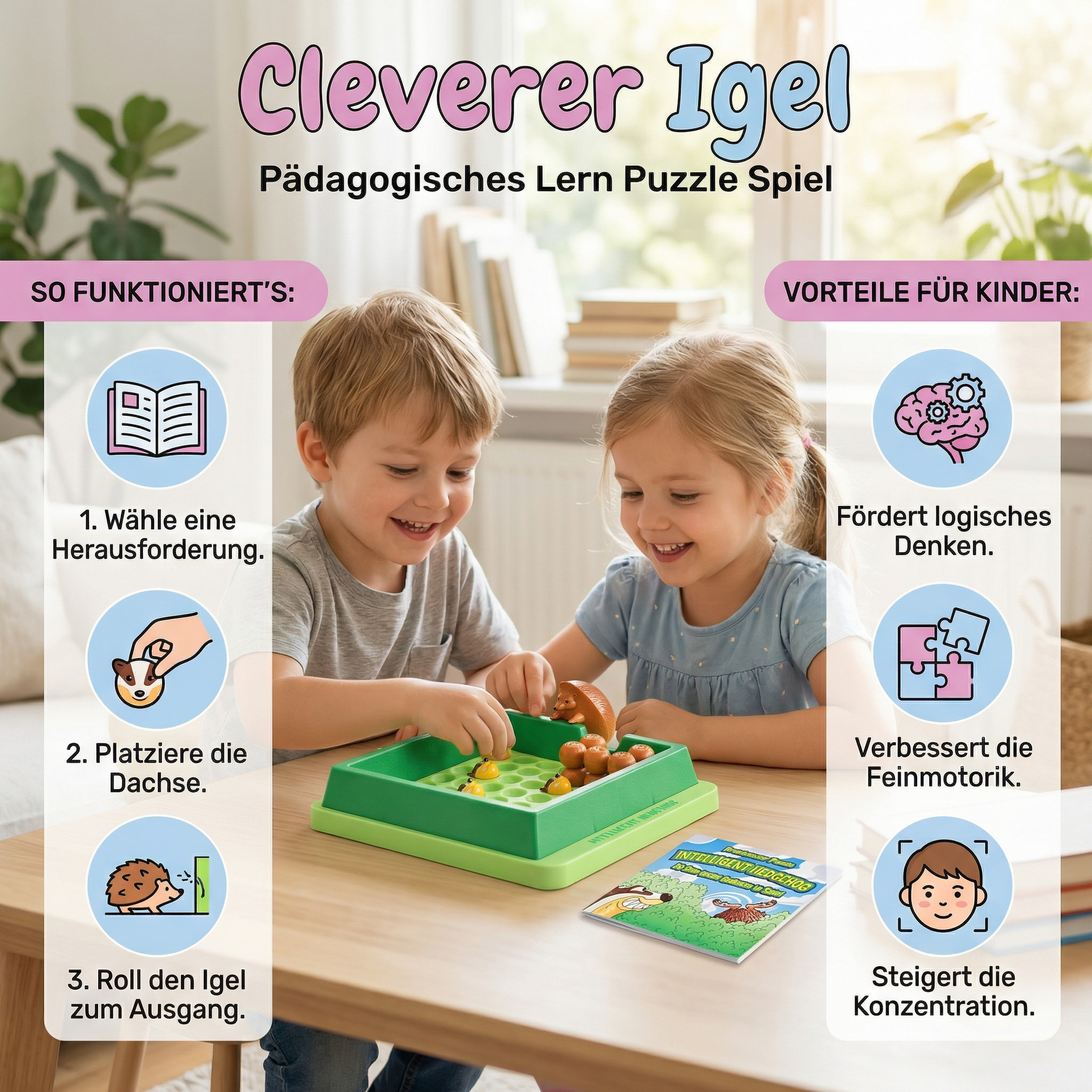 Pädagogisches Puzzle-Spiel für Kinder - Cleverer Igel