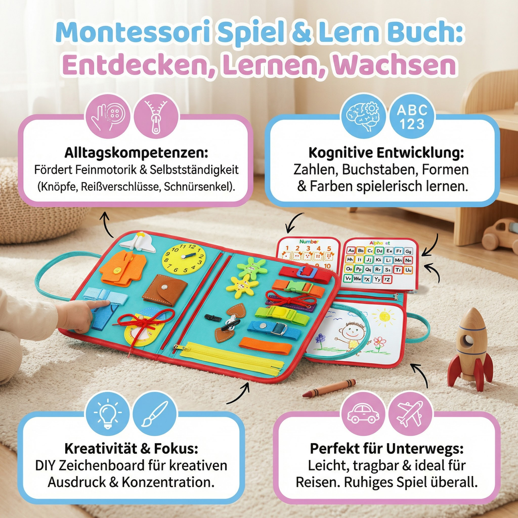 Spiel- und Lernbuch nach Montessori-Prinzipien