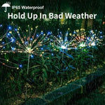 4er Set Solar Feuerwerk Gartenlichter - Wetterfeste LED Dekoleuchten, Solarenergie für Garten und Terrasse