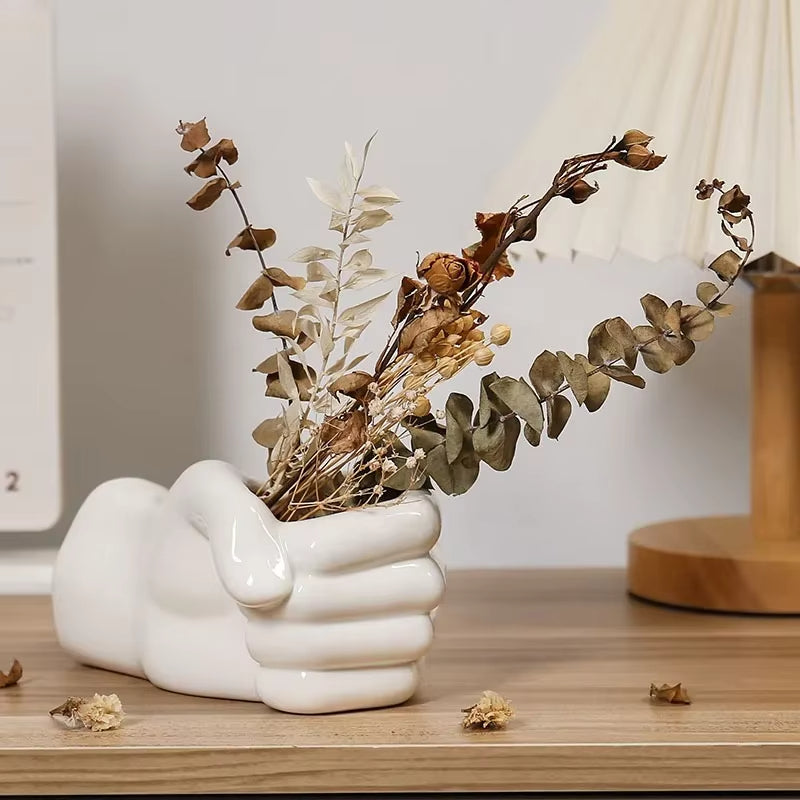 Künstlerische Handgesten Keramik Blumenvase
