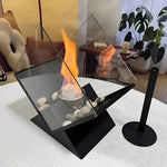 Eleganter Tischfeuer mit Stein-Dekor und Bio-Ethanol-Flamme