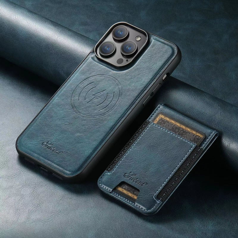 Elegante Echtleder-Hülle für Smartphones mit Kartenfach und Ständer