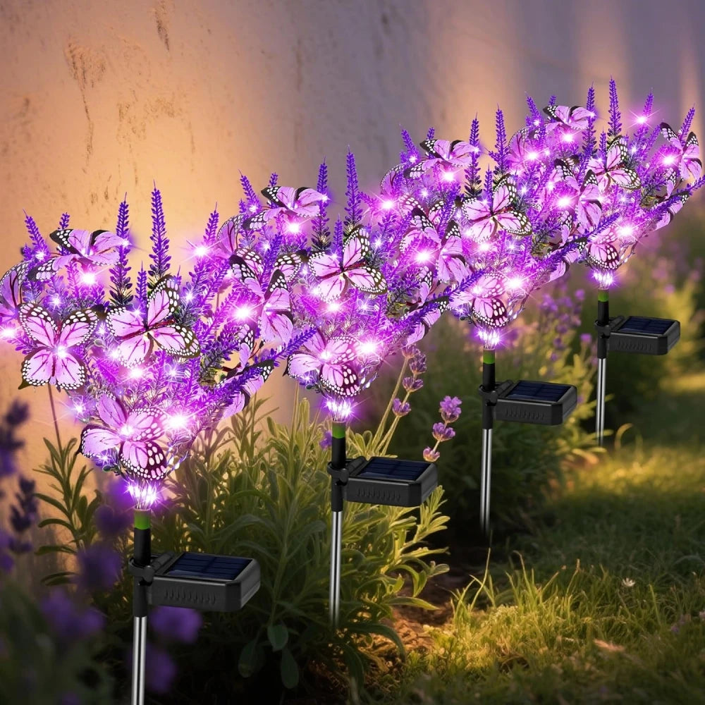 Sonnengartenstrahler mit Lavendel-Schmetterling | LED | Wetterfest