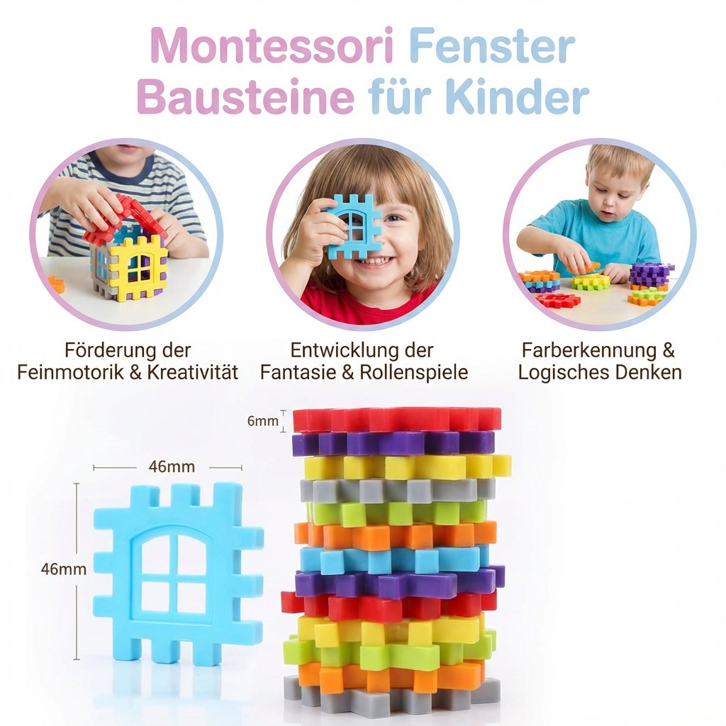 Fenster Bausteine für Kinder im Montessori-Stil