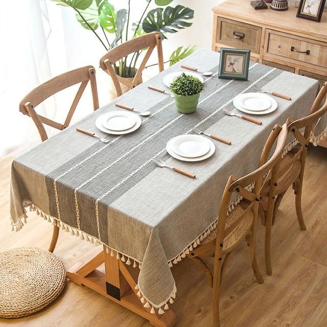 Stilvolle Leinentischdecke mit Fransen | NaturTuch