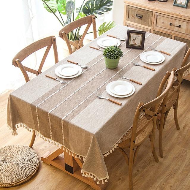 Stilvolle Leinentischdecke mit Fransen | NaturTuch