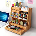 Holz Schreibtisch Organizer mit Schublade und mehreren Fächern