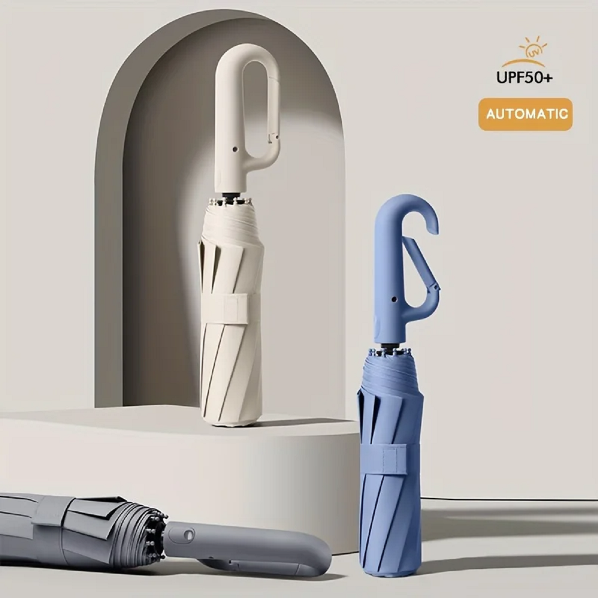 Sturmfestes Automatisches Faltregenschirm mit Großer Handgriff – Kompakt & Langlebig