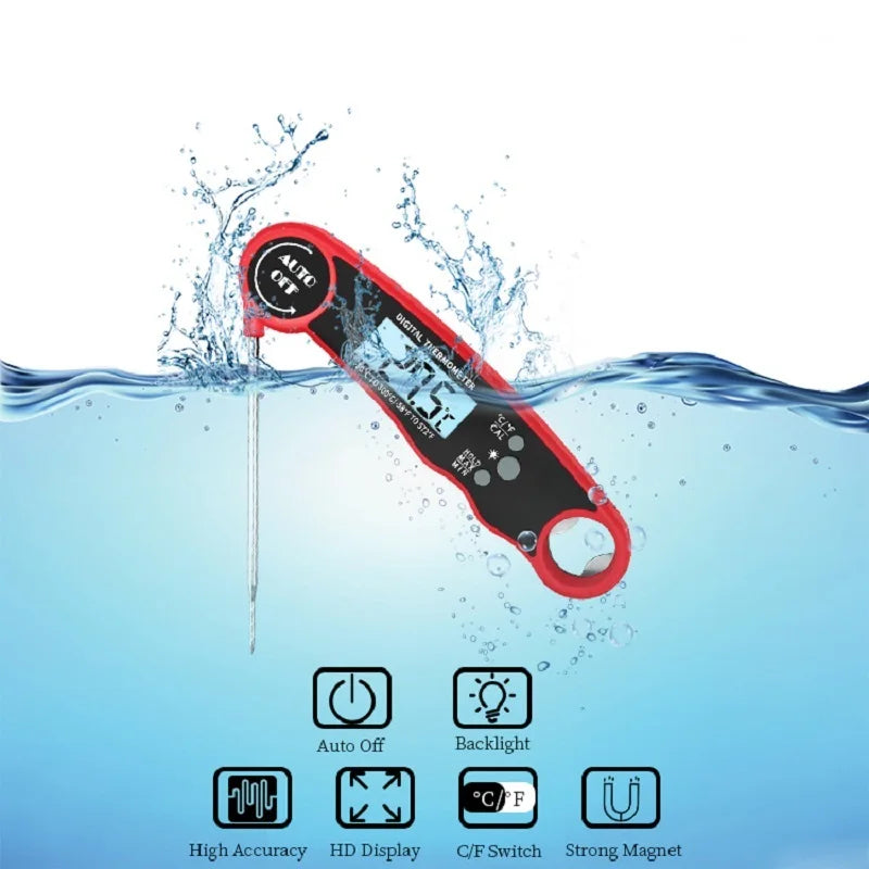 Schnelles digitales Grillthermometer mit beleuchtetem Display