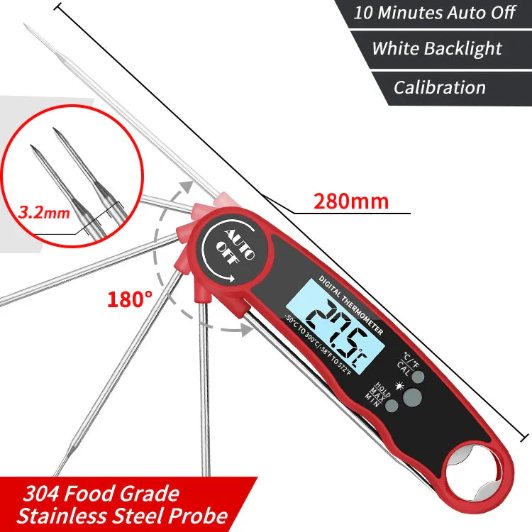 Digitales Fleischthermometer mit Hintergrundbeleuchtung – Sofortiges Ablesen