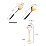 Elegantes Küchenset aus Gold mit Ständer