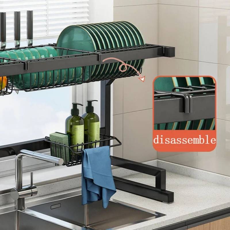 Verstellbarer Geschirrabtropfständer für Spülen – Anpassbar von 61 cm bis 66 cm