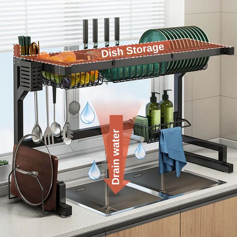 Verstellbarer Geschirrabtropfständer für Spülen – Anpassbar von 61 cm bis 66 cm