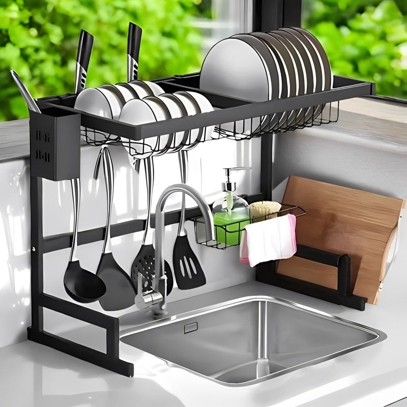 Verstellbarer Geschirrabtropfständer für Spülen – Anpassbar von 61 cm bis 66 cm