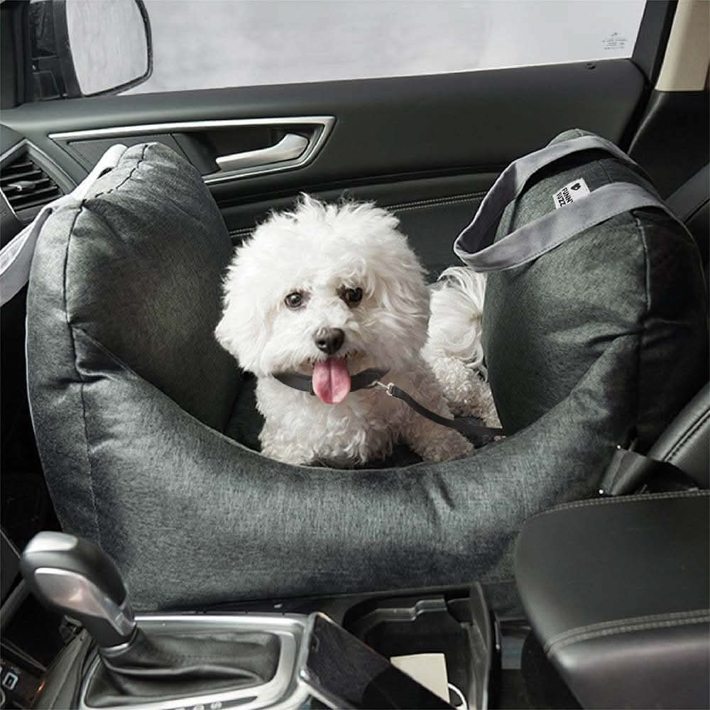 Car Travel Dog Booster Seat - Non-Slip Base with Safety Belt