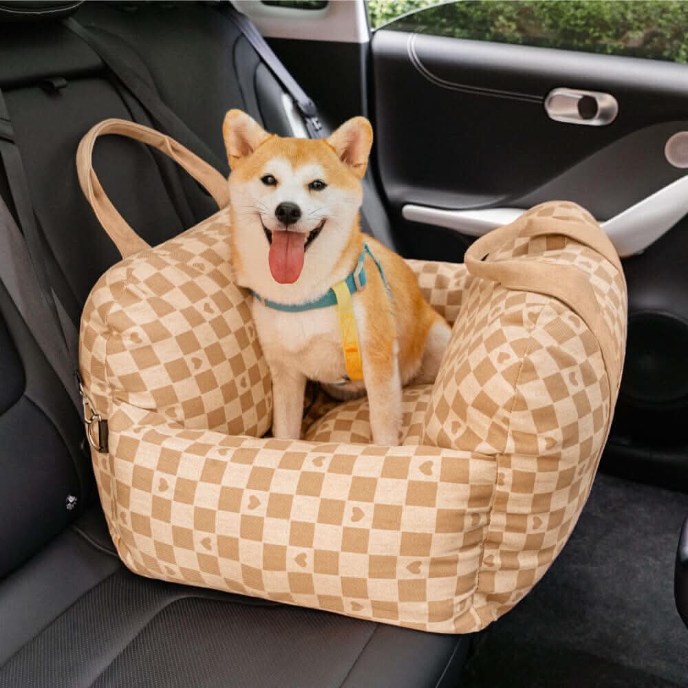 Car Travel Dog Booster Seat - Non-Slip Base with Safety Belt