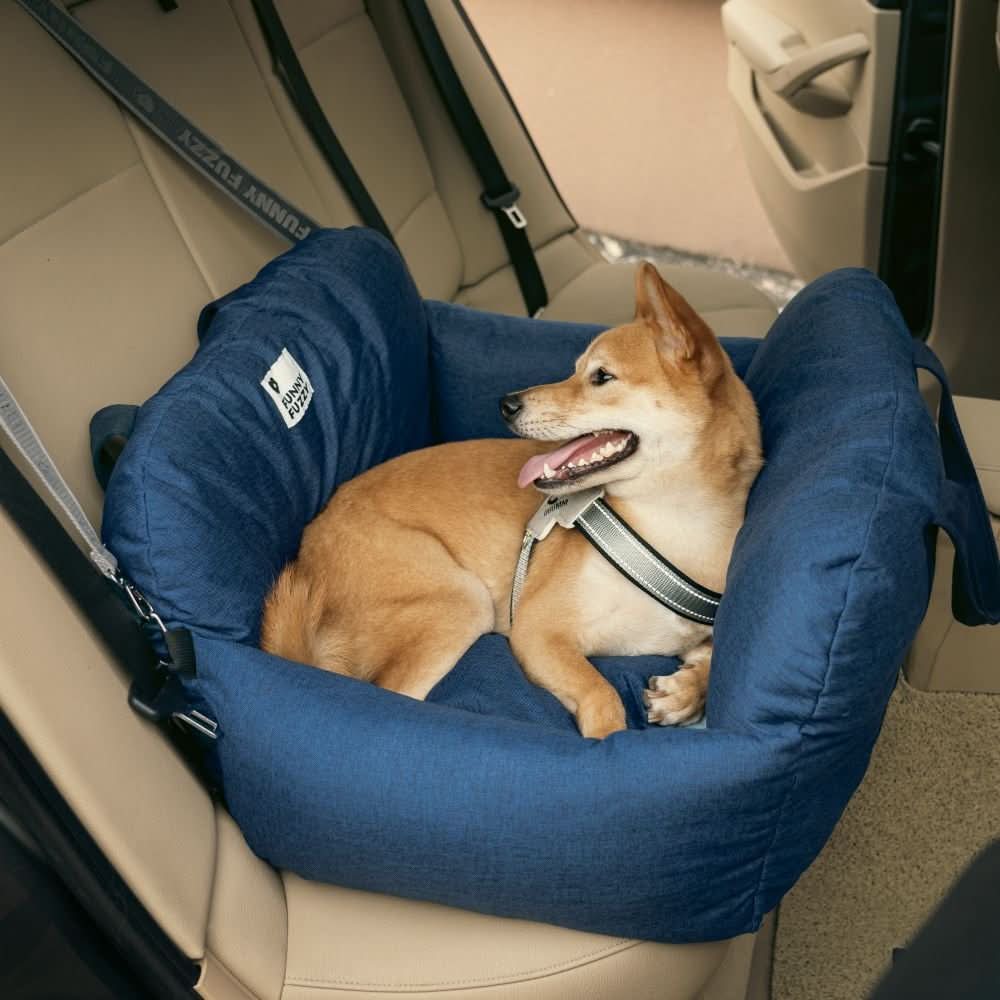 Car Travel Dog Booster Seat - Non-Slip Base with Safety Belt