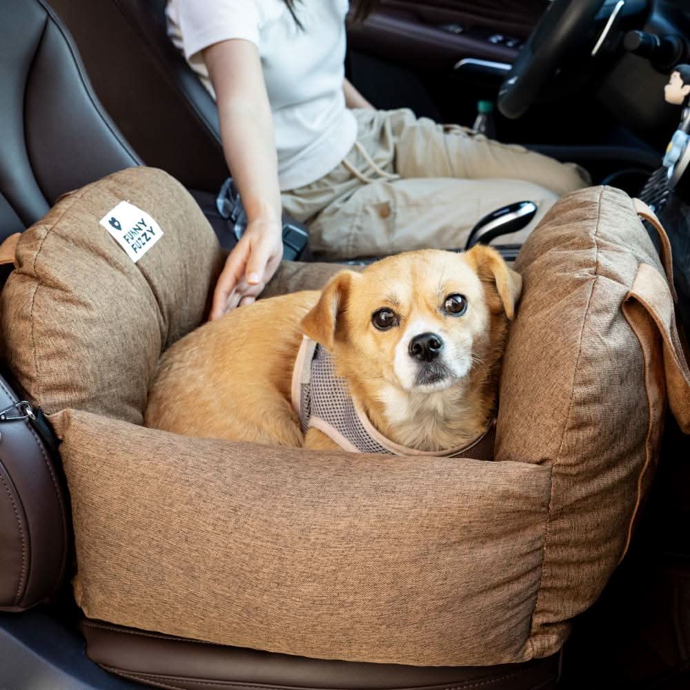 Car Travel Dog Booster Seat - Non-Slip Base with Safety Belt