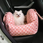 Car Travel Dog Booster Seat - Non-Slip Base with Safety Belt