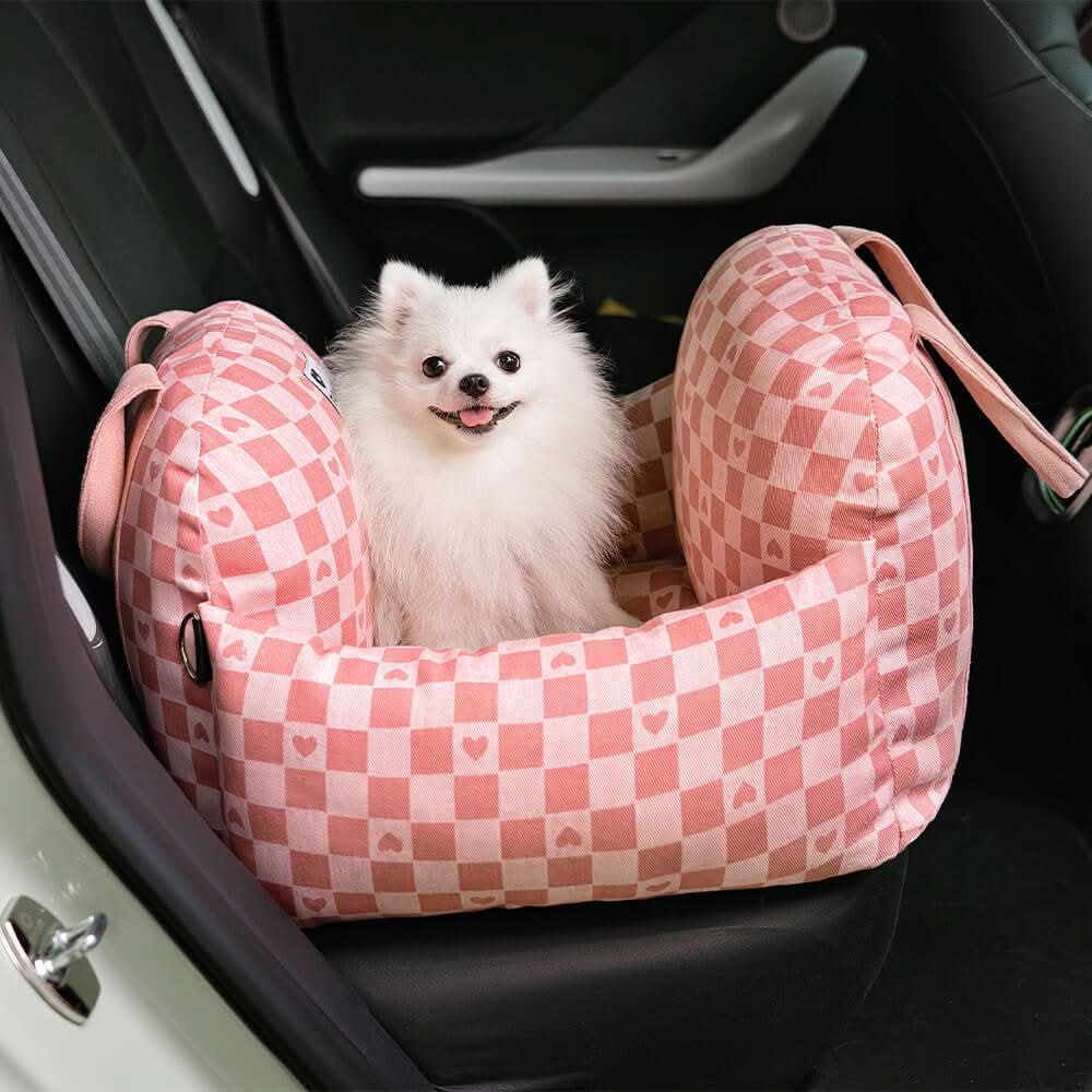 Car Travel Dog Booster Seat - Non-Slip Base with Safety Belt