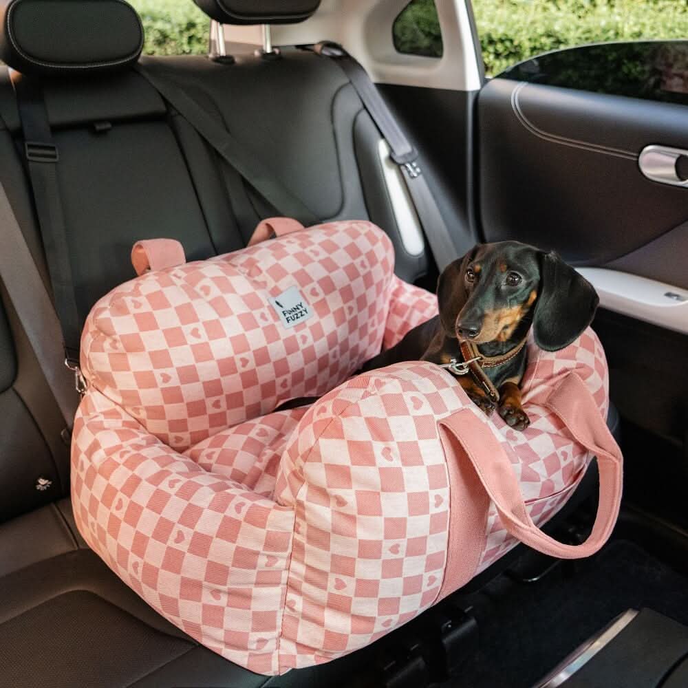 Car Travel Dog Booster Seat - Non-Slip Base with Safety Belt