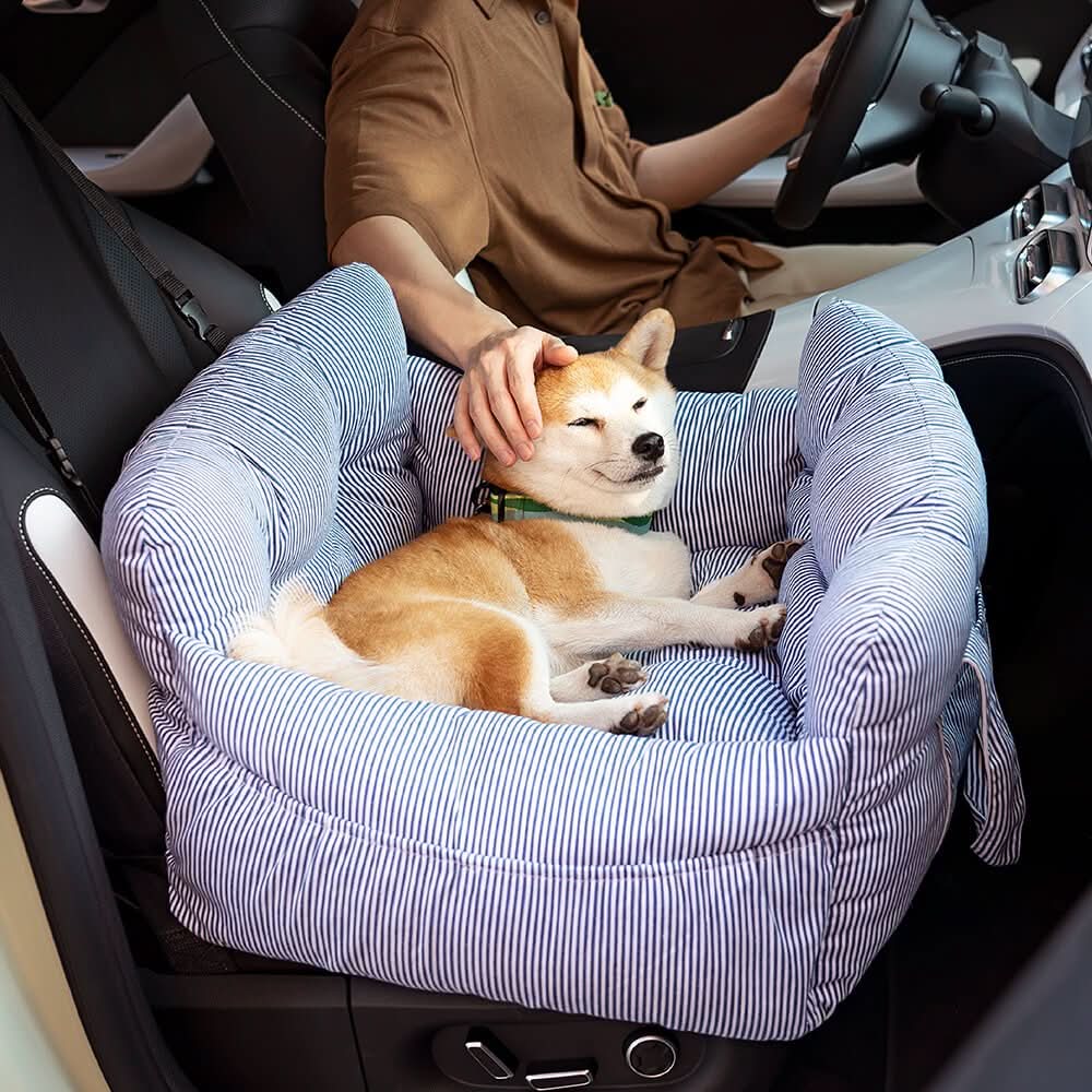 Car Travel Dog Booster Seat - Non-Slip Base with Safety Belt