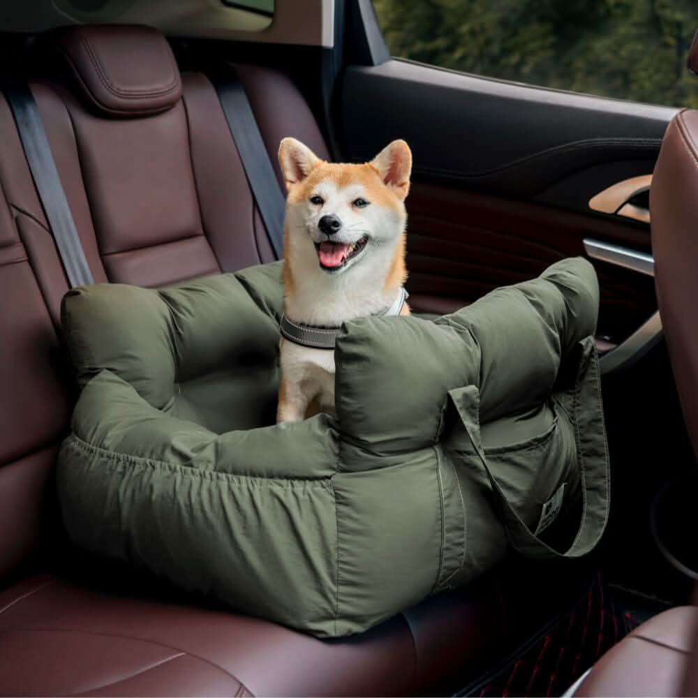 Car Travel Dog Booster Seat - Non-Slip Base with Safety Belt