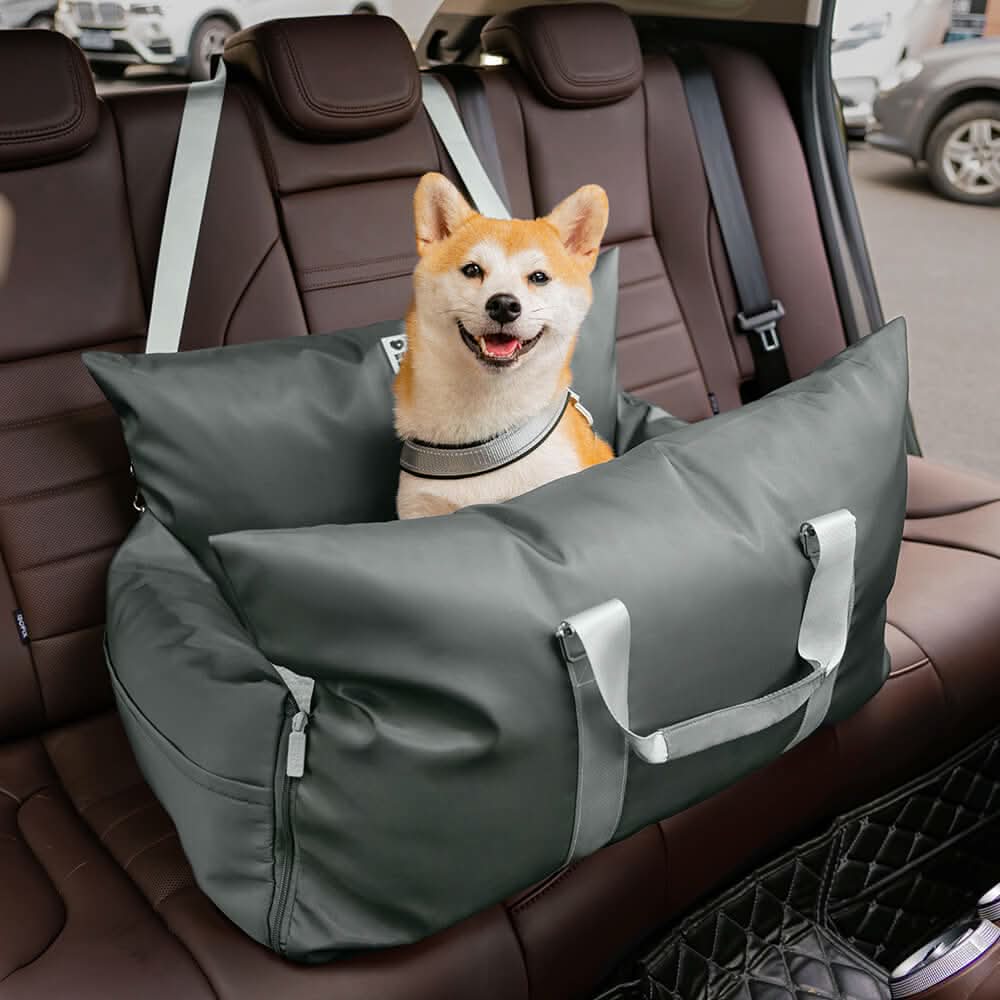 Car Travel Dog Booster Seat - Non-Slip Base with Safety Belt