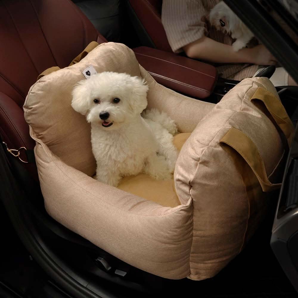 Car Travel Dog Booster Seat - Non-Slip Base with Safety Belt