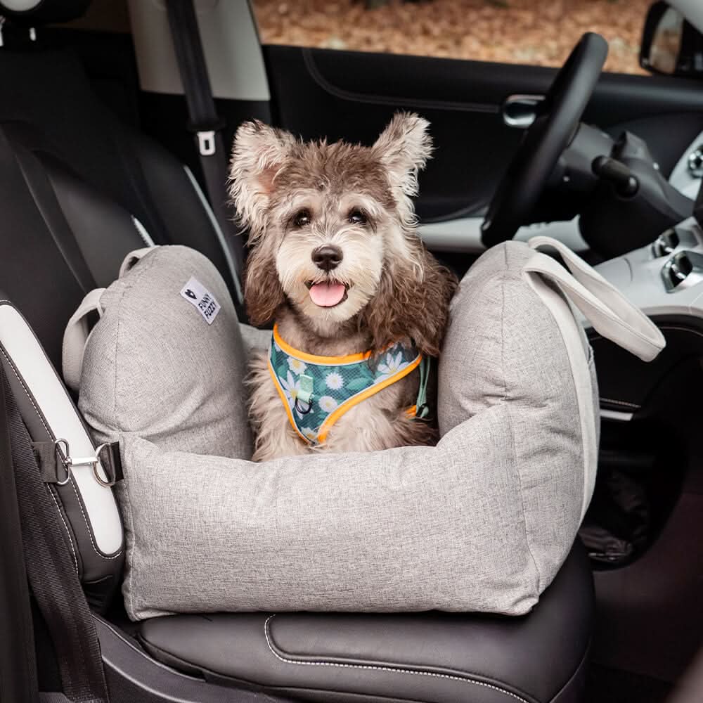 Car Travel Dog Booster Seat - Non-Slip Base with Safety Belt