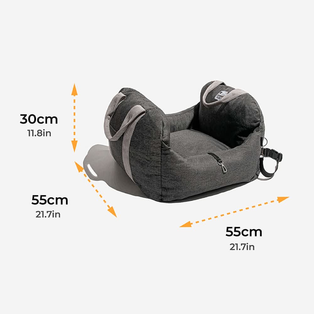 Car Travel Dog Booster Seat - Non-Slip Base with Safety Belt
