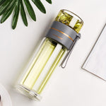 Doppelwandige Teefilterflasche aus Glas – Perfekt für Unterwegs
