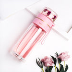 Doppelwandige Glas-Trinkflasche mit Teesieb und Trennbecher