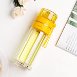 Doppelwandige Teefilterflasche aus Glas – Perfekt für Unterwegs
