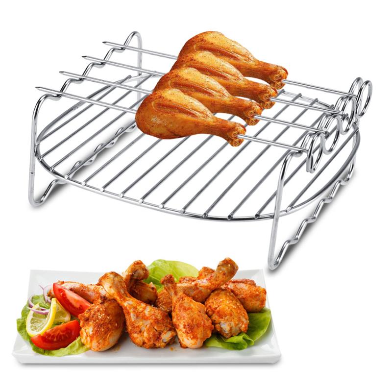 Zweischichtiger Edelstahl-Spieß-Grillrost für BBQ-Genuss