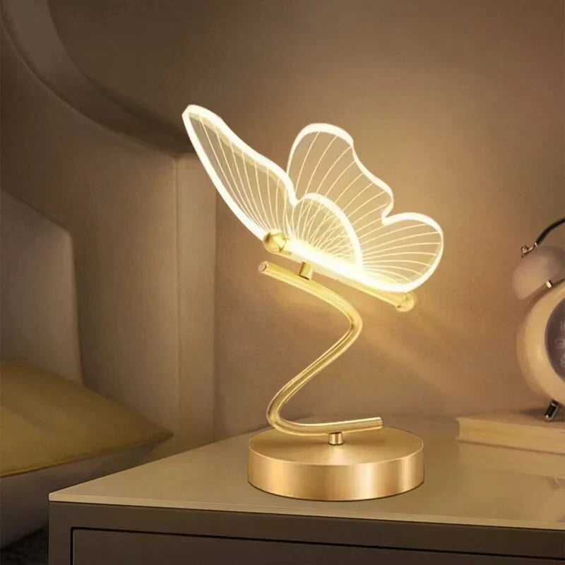 Elegante Tischlampe mit LED und Acrylflügeln – Warmes Licht für Ihr Zuhause
